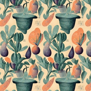 Botanical illustration in ceramic pots  -8250