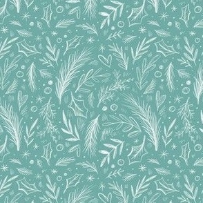 Sketches Greenery in Turquoise