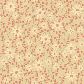 Floral - Red, Cream and Beige