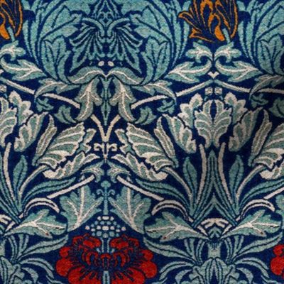 Fabric from Hammersmith Terrace by William Morris -SMALL-  Original Blue Antiqued art nouveau art deco Damask Background