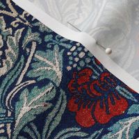 Fabric from Hammersmith Terrace by William Morris -SMALL-  Original Blue Antiqued art nouveau art deco Damask Background