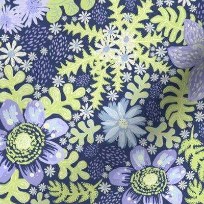 Medium | Light purple flowers | Light Pastel Palette | Whimsical foliage | Whimsy Flowers | Medium scale floral | size M | Midsize