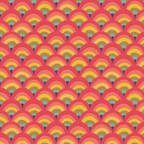 Bright and Vibrant Scalloped 1 inch wide Rainbows - 10x10 Inch repeat 