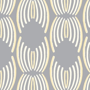 Grey Yellow Diamond Stripes  Boho Large Pattern