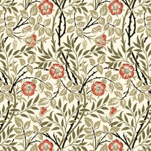 Sweet Briar by William Morris- LARGE - light yellow background on original paper Antiqued art nouveau art deco