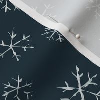Joyous Snowflakes Navy Holiday Teal Fabric