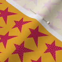 Pink and Red Stars on Yellow