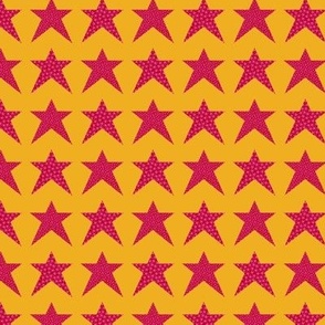 Pink and Red Stars on Yellow