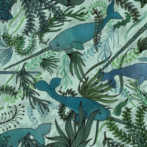 Narwhals in an Aqua Garden (large scale)