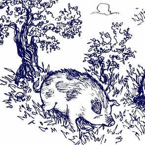 Pastoral Piggy Toile (large print)