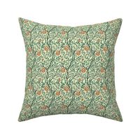 Sweet Briar by William Morris- SMALL - green background orange flowers on original paper Antiqued art nouveau art deco