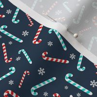 Small Scale Candy Canes and Snowflakes on Navy Baby It's Cold Outside Collection
