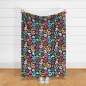Day Of The Dead - Halloween Skulls Black Multi Large Scale