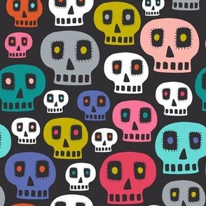 Day Of The Dead - Halloween Skulls Black Multi Regular Scale