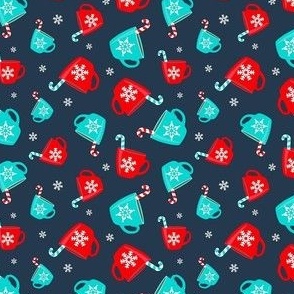 Small Scale Hot Cocoa and Snowflakes on Navy Baby It's Cold Outside Collection