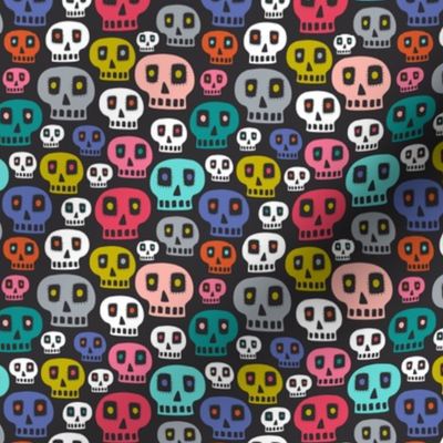 Day Of The Dead - Halloween Skulls Black Multi Small Scale