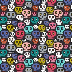 Day Of The Dead - Halloween Skulls Black Multi Small Scale