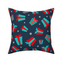 Large Scale Holiday Gifts and Snowflakes on Navy Baby It's Cold Outside Collection