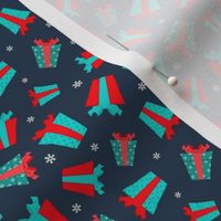 Small Scale Holiday Gifts and Snowflakes on Navy Baby It's Cold Outside Collection