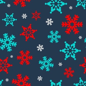 Large Scale Snowflakes on Navy Baby It's Cold Outside Collection