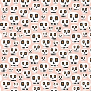 Day Of The Dead - Halloween Skulls Blush Pink Small Scale