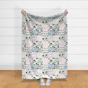 Blush and Indigo Navy Whimsy Florals Cheater Quilt