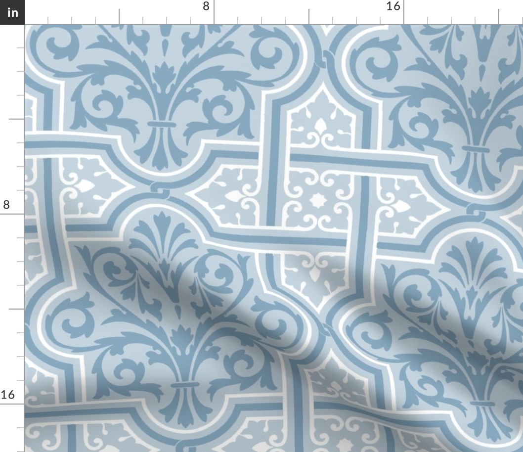 fancy Renaissance-style tiles, light blue, 12W