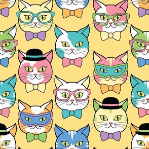 Cats in Hats Yellow