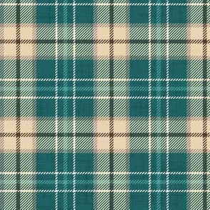 Headmaster Plaid Teal Green Ivory Large Scale
