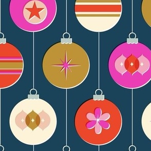 Merry & Bright (Navy) || '70s christmas ornaments