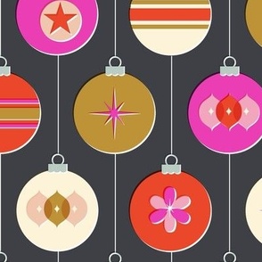 Merry & Bright (Dark Gray) || '70s christmas ornaments