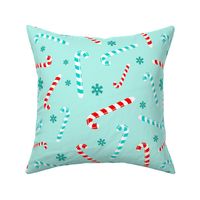 Large Scale Candy Canes and Snowflakes on Ice Blue Baby It's Cold Outside Collection