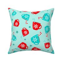 Large Scale Hot Cocoa and Snowflakes on Ice Blue Baby It's Cold Outside Collection