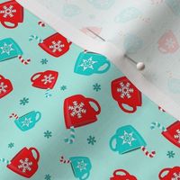Small Scale Hot Cocoa and Snowflakes on Ice Blue Baby It's Cold Outside Collection