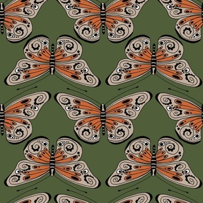 Green and Orange indie butterflies
