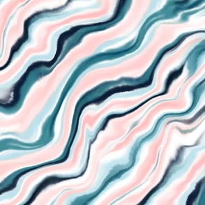 Marvelous Marble print fabric - Peach and Teal