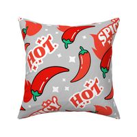 Spicy Hot Red Chili Peppers Gray Background - Large Scale