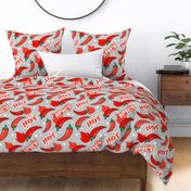 Spicy Hot Red Chili Peppers Gray Background - Large Scale