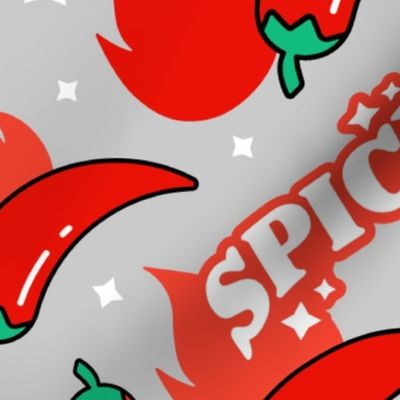 Spicy Hot Red Chili Peppers Gray Background - Large Scale