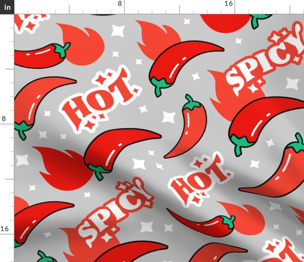 Spicy Hot Red Chili Peppers Gray Background - Large Scale