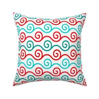 Bigger Scale Red Aqua Turquoise Windy Swirl Baby It's Cold Outside Collection