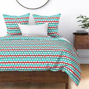 Bigger Scale Red Aqua Turquoise Stripes and Dots Baby It's Cold Outside Collection