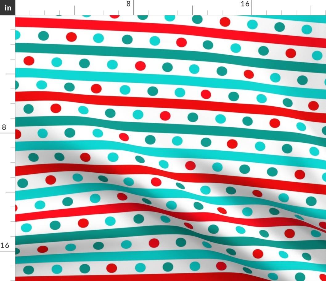 Bigger Scale Red Aqua Turquoise Stripes and Dots Baby It's Cold Outside Collection