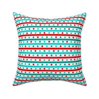Smaller Scale Red Aqua Turquoise Stripes and Dots Baby It's Cold Outside Collection