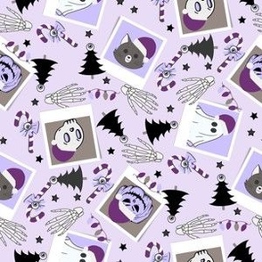 SMALL creepmas fabric - cute and creepy spooky christmas design