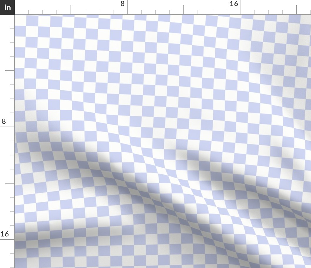 Periwinkle & White Checker, 3/4" Violet Blue Checkered, Checkerboard