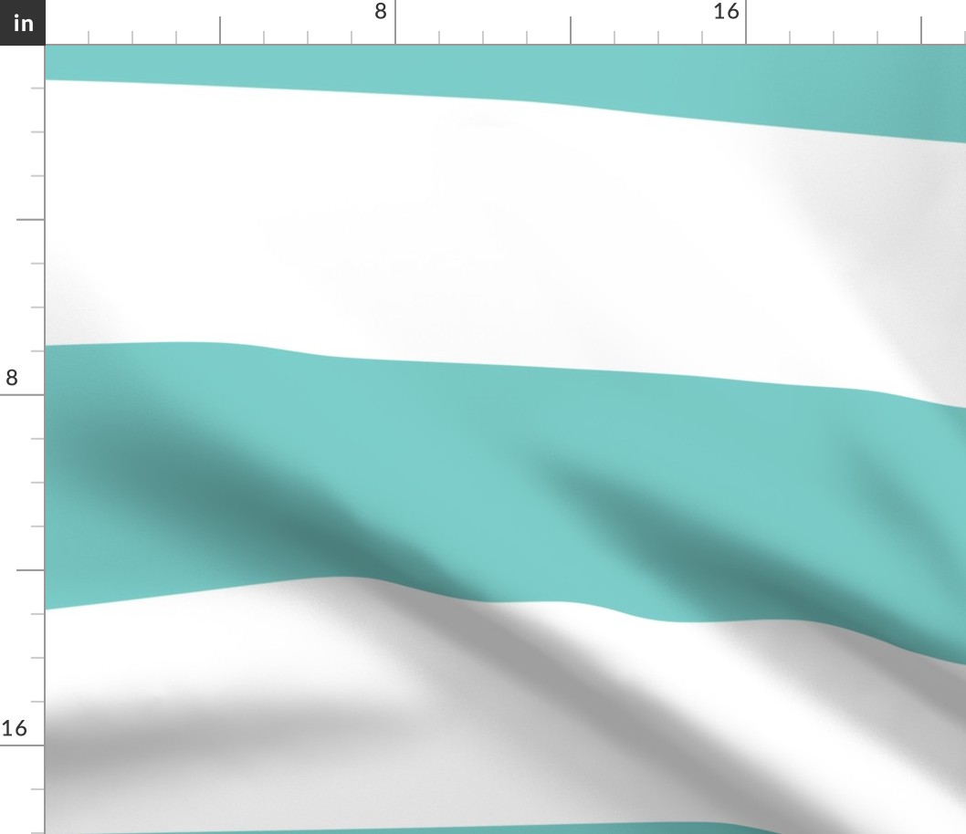 6 inch turquoise and white stripe horizontal