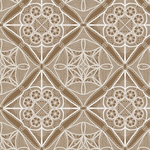Small white lace on brown background
