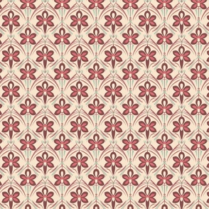 Retro Floral Damask in Pink, Marsala, and Mint