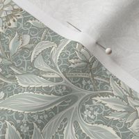 (XS/not textured) v.2 Victorian Lace Hellebore / Victorian-Era Floral Design Challenge /Light sage (WGD-116) background color /  4x5.3in small-tiny scale / vector